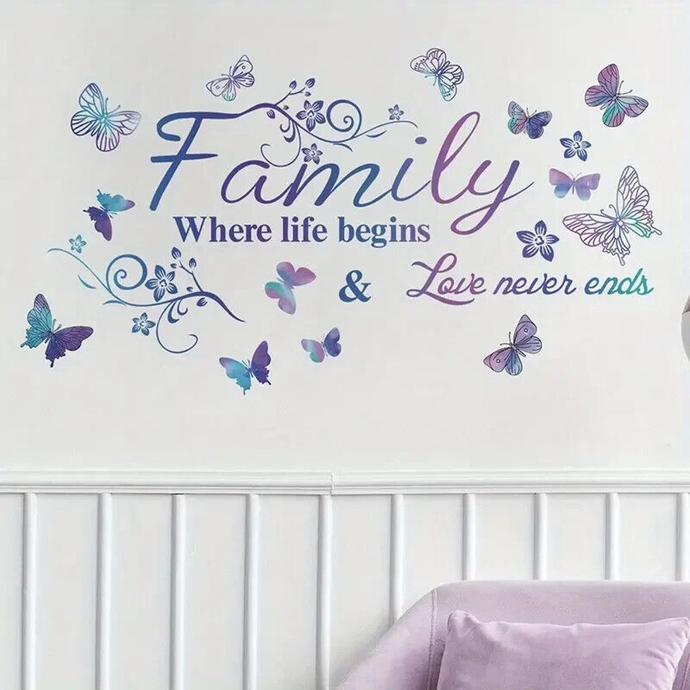 "Family Where Life Begins & Love Never Ends" Wall Decal 14.9" x 27.6" Home & Garden:Home Décor:Decals, Stickers & Vinyl Art Style Your Walls